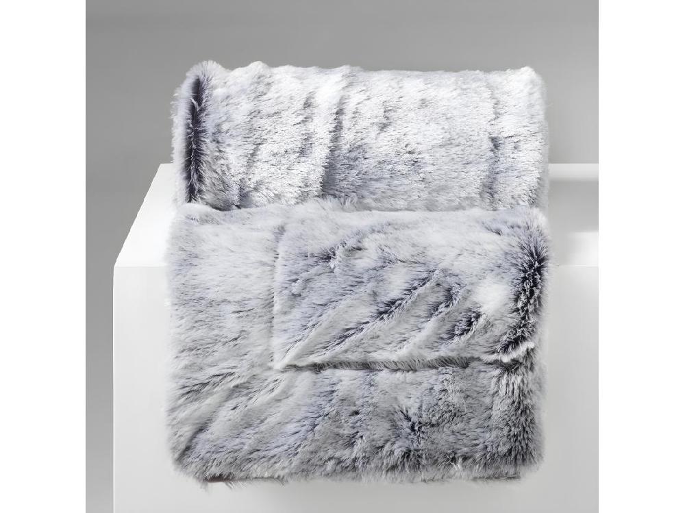 vente unique Plaid Imitation Fourrure "Antartic" 180x220cm Gris