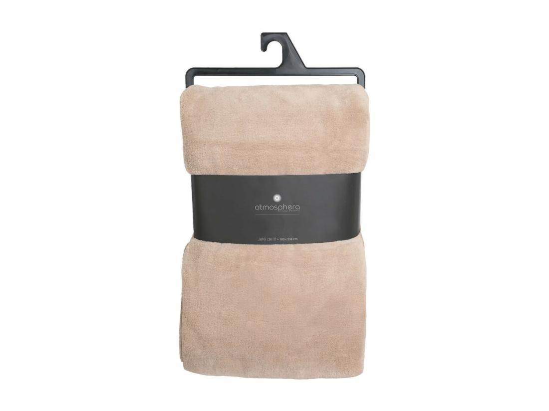 Vente Unique Plaid Microfibre Beige Lin 180 X 230 Cm