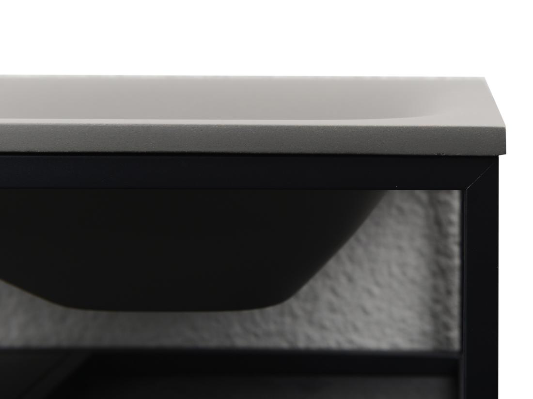 Vente Unique Plan Vasque Rectangulaire En Béton Et Acier Inoxydable - Gris Et Noir - L61 X H39 Cm - TICINO