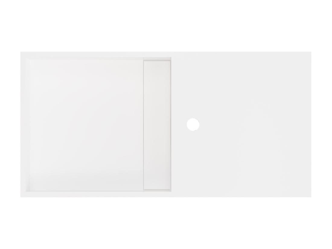 Vente Unique Plan Vasque Suspendu En Solid Surface Avec Niche - Blanc - L80 X L40 X H20 Cm - GOYOKO