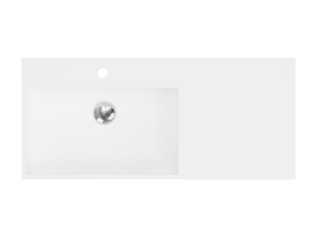 Vente Unique Plan Vasque Suspendu En Solid Surface Avec Porte Serviettes - Blanc - L90 X L40 X H17 Cm - GANDAKI
