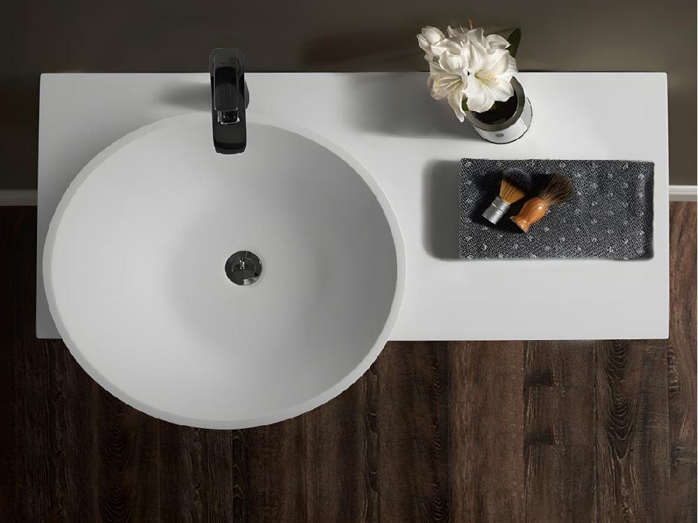 Vente Unique Plan Vasque Suspendu En Solid Surface Avec Porte Serviettes - Blanc - L100 X L54 X H20 Cm - YUMIKO