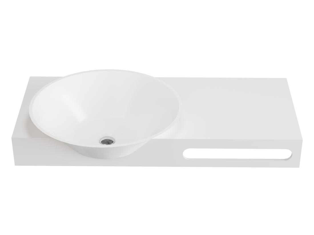 Vente Unique Plan Vasque Suspendu En Solid Surface Avec Porte Serviettes - Blanc - L100 X L54 X H20 Cm - YUMIKO