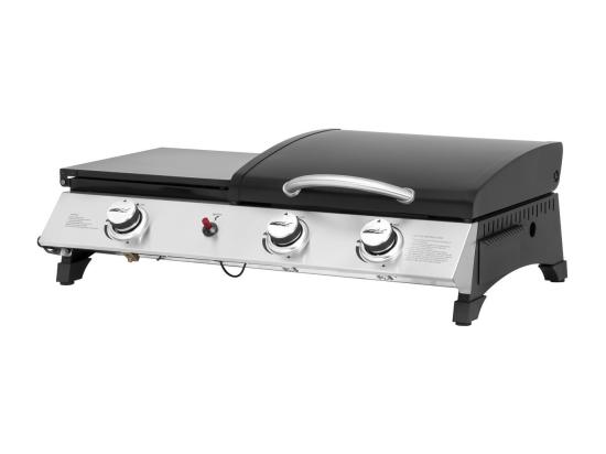 Vente Unique Plancha Gaz Avec Couvercle "Rasio" - 7.5 KW - 3 Brûleurs - Noir