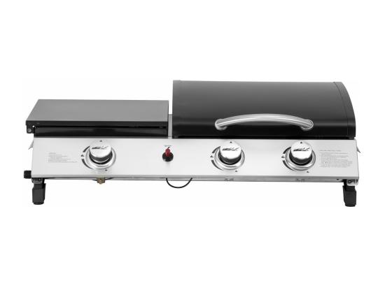 vente unique Plancha gaz avec couvercle "Rasio" - 7.5 KW - 3 brûleurs - Noir