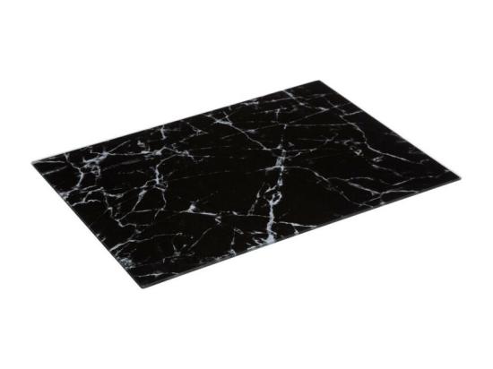 Vente Unique Planche à Découper En Verre Effet Marbre - Noir - L 40 X L 30 Cm