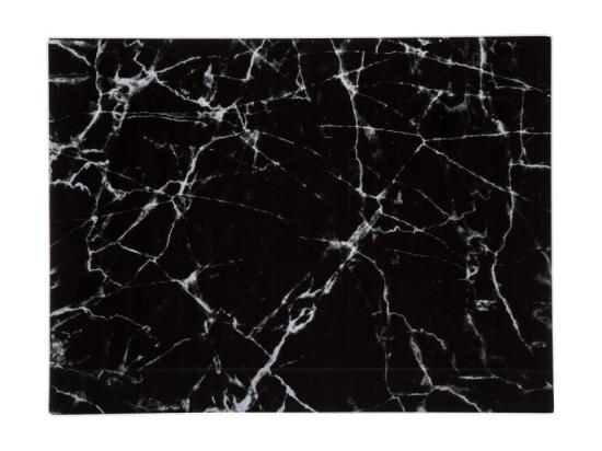 vente unique Planche à découper en verre effet marbre - Noir - L 40 x l 30 cm