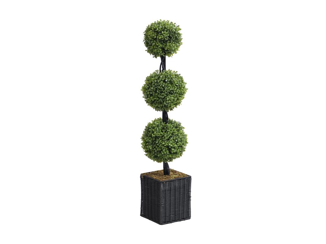 Vente Unique Plante Artificiel Buis 3 Boules Avec Pot - H. 90 X D. 18 Cm -PILANA