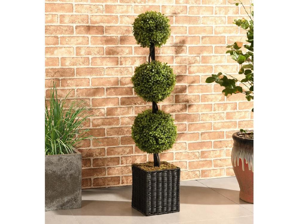 vente unique Plante artificiel buis 3 boules avec pot - H. 90 x D. 18 cm -PILANA