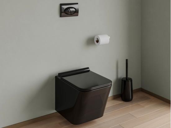 Vente Unique Plaque De Commande Pour WC Avec Double Touche - Noir - CERASUS