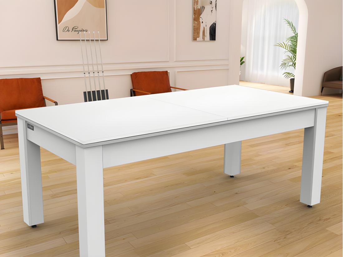 Vente Unique Plateau Dinatoire Réversible "Billard" 213cm Blanc Laqué