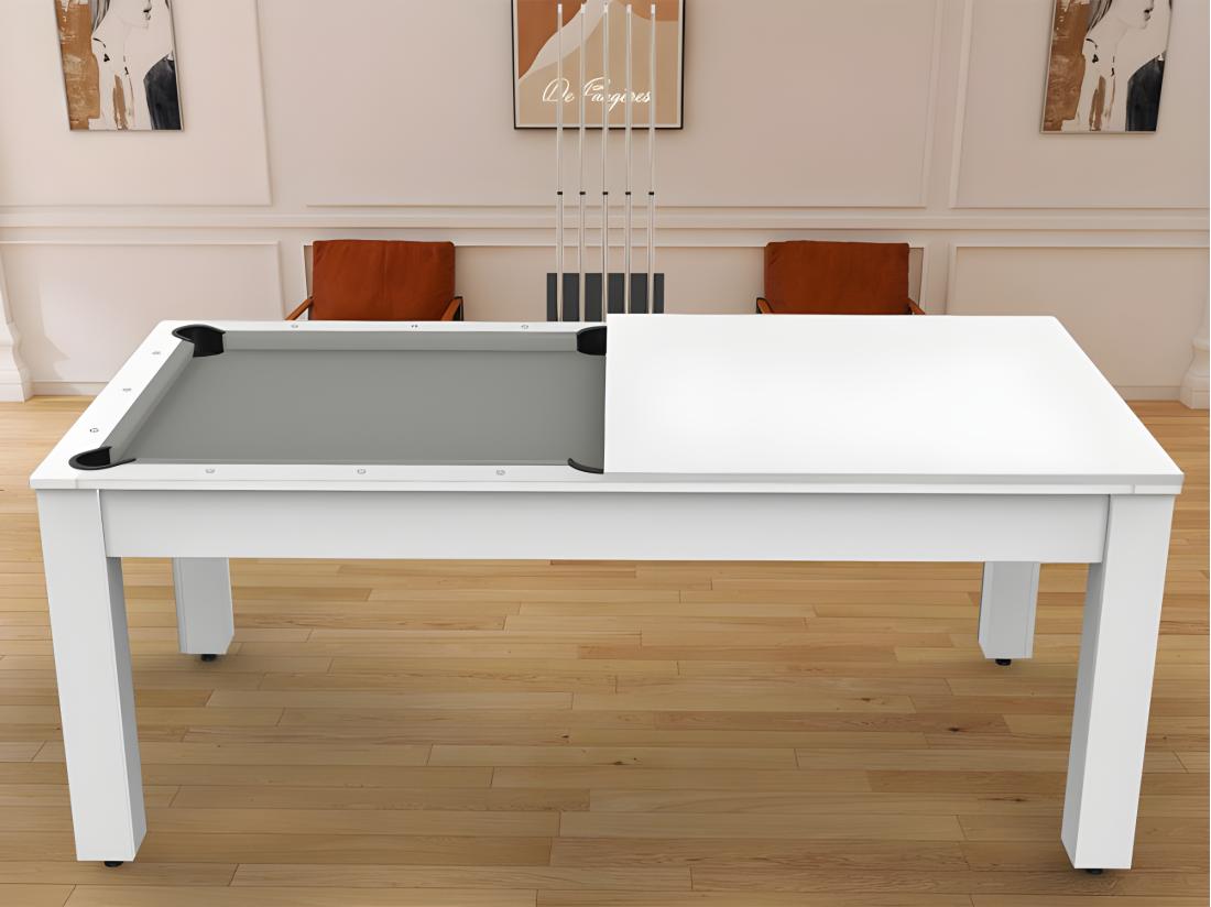 Vente Unique Plateau Dinatoire Réversible "Billard" 213cm Blanc Laqué