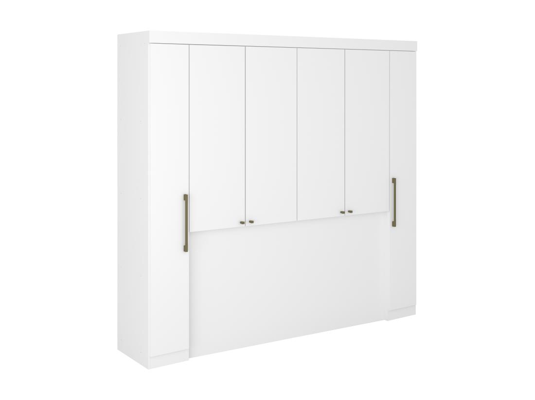 Vente Unique Pont De Lit - 6 Portes - Avec Armoires Et Rangements - L206 Cm - Blanc - ANTERO