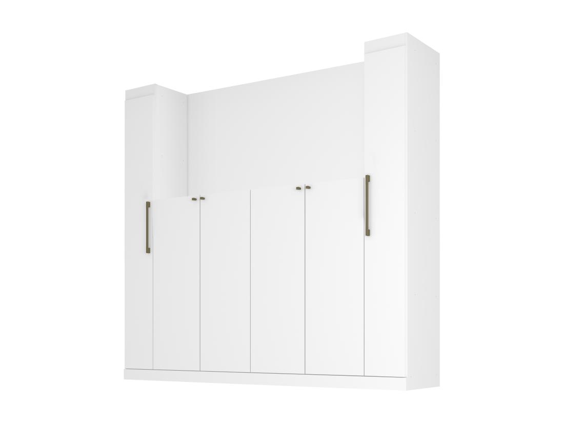 Vente Unique Pont De Lit - 6 Portes - Avec Armoires Et Rangements - L206 Cm - Blanc - ANTERO