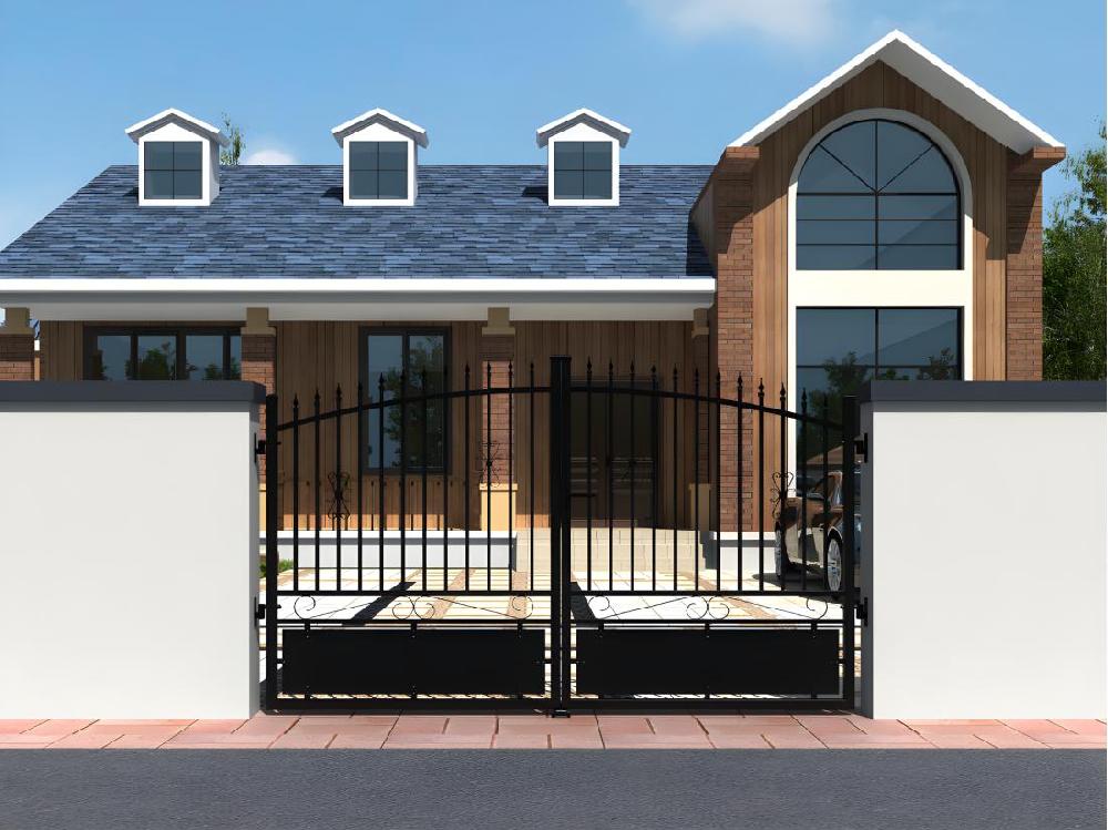 vente unique Portail battant aluminium ajouré L317 x H183 cm noir NERBIS