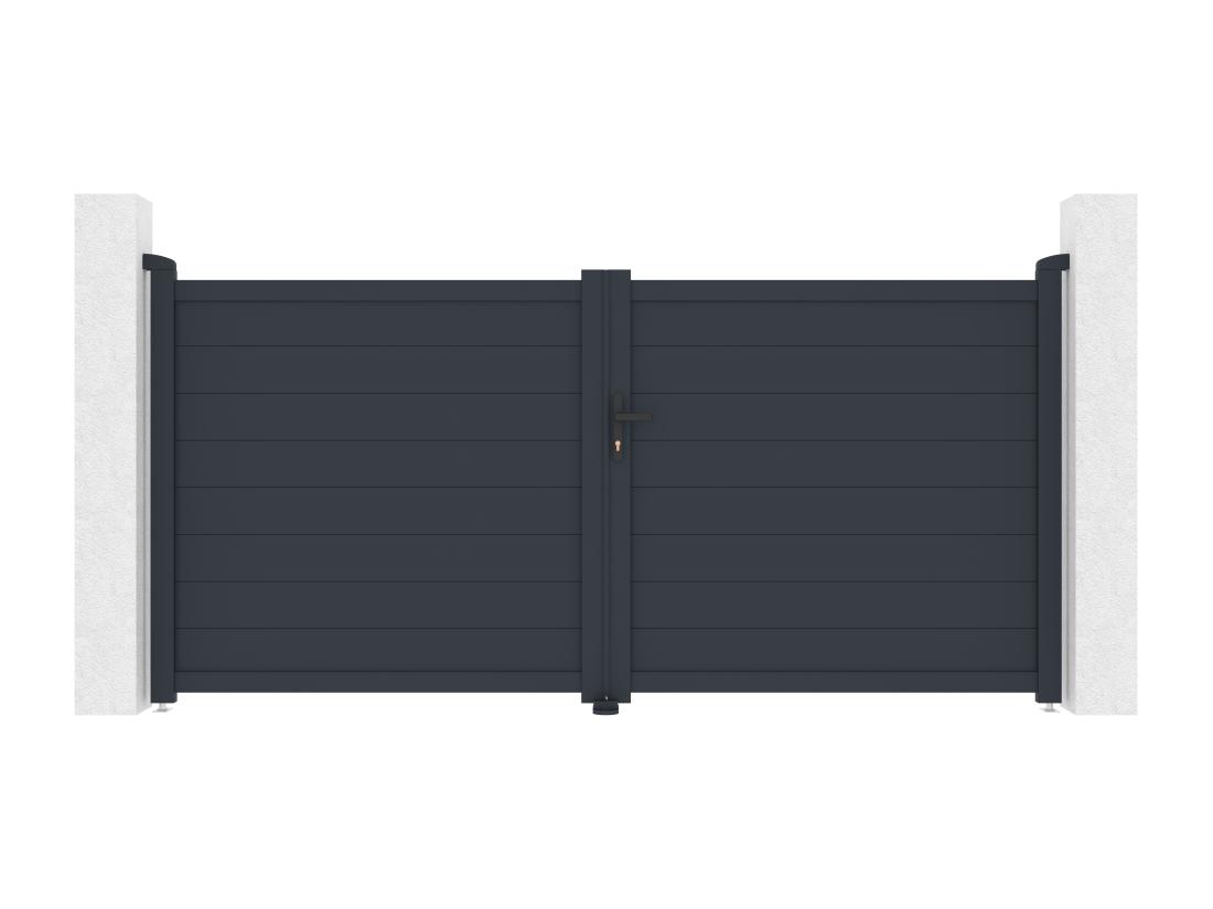 Vente Unique Portail Battant Aluminium Plein L305 X H150 Cm Anthracite - NAZARIO