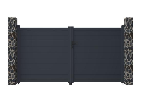 Vente Unique Portail Battant Aluminium Plein L305 X H166 Cm Anthracite - NAZARIO