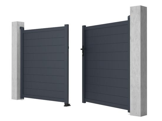 Vente Unique Portail Battant Aluminium Plein L305 X H166 Cm Anthracite - NAZARIO