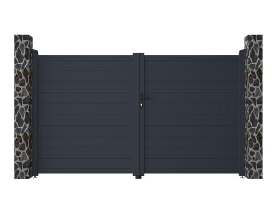 Vente Unique Portail Battant Aluminium Plein L305 X H181 Cm Anthracite - NAZARIO