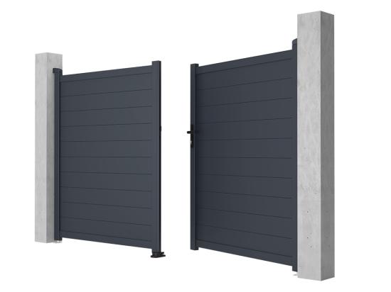 Vente Unique Portail Battant Aluminium Plein L305 X H181 Cm Anthracite - NAZARIO