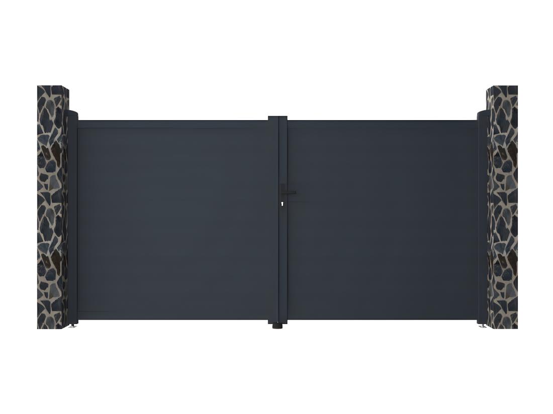 Vente Unique Portail Battant Aluminium Plein L355 X H181 Cm Anthracite - NAZARIO
