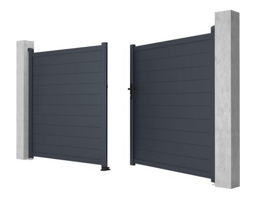 Vente Unique Portail Battant Aluminium Plein L355 X H181 Cm Anthracite - NAZARIO