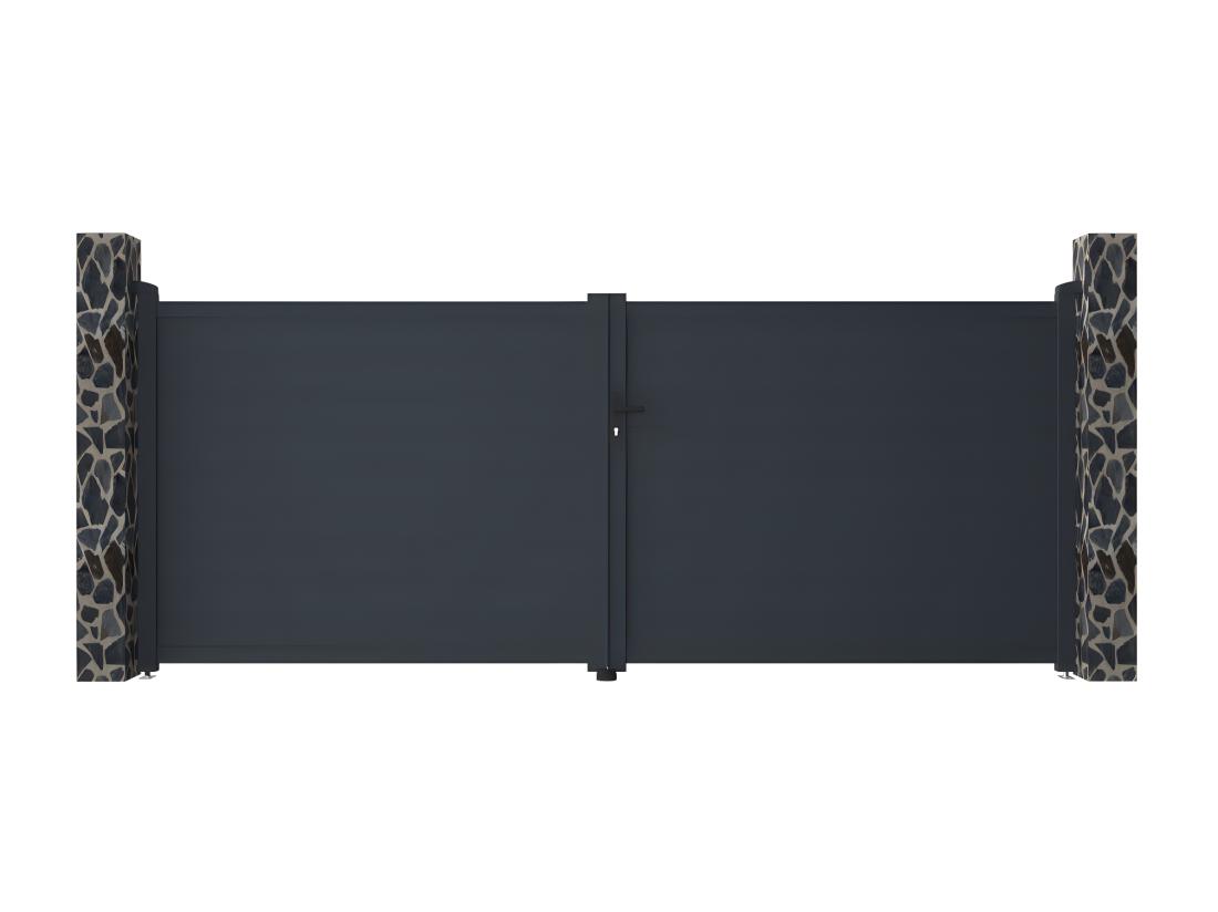 Vente Unique Portail Battant Aluminium Plein L397 X H166 Cm Anthracite - NAZARIO