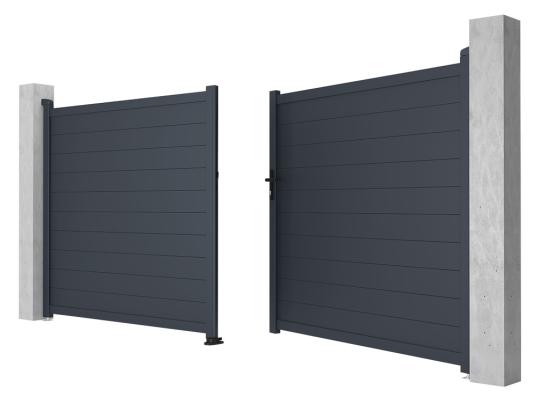 Vente Unique Portail Battant Aluminium Plein L397 X H181 Cm Anthracite - NAZARIO