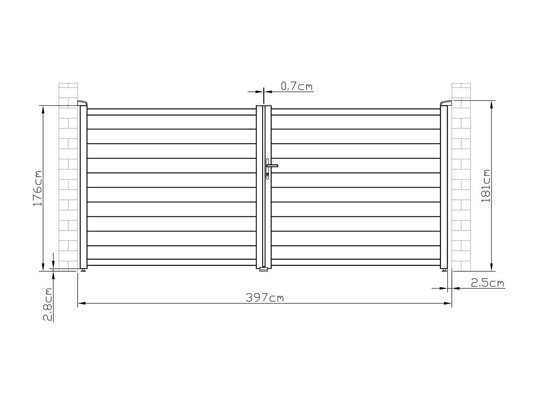 Vente Unique Portail Battant Aluminium Plein L397 X H181 Cm Anthracite - NAZARIO