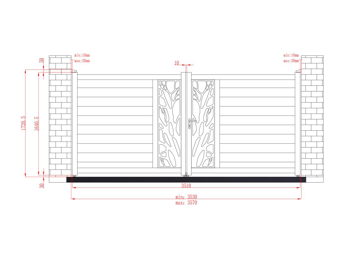 Vente Unique Portail Battant Aluminium Semi Ajouré à Motifs L357 X H172 Cm Anthracite LABRIT II