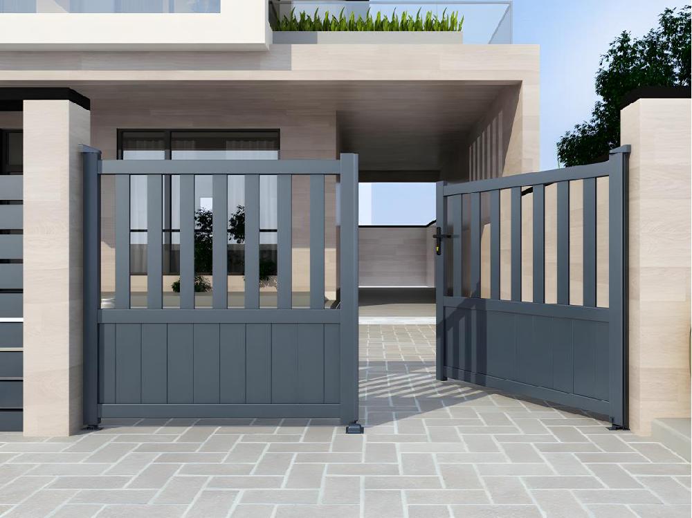 Vente Unique Portail Battant Aluminium Semi Plein L321 X H148 Cm Anthracite TARNOS II