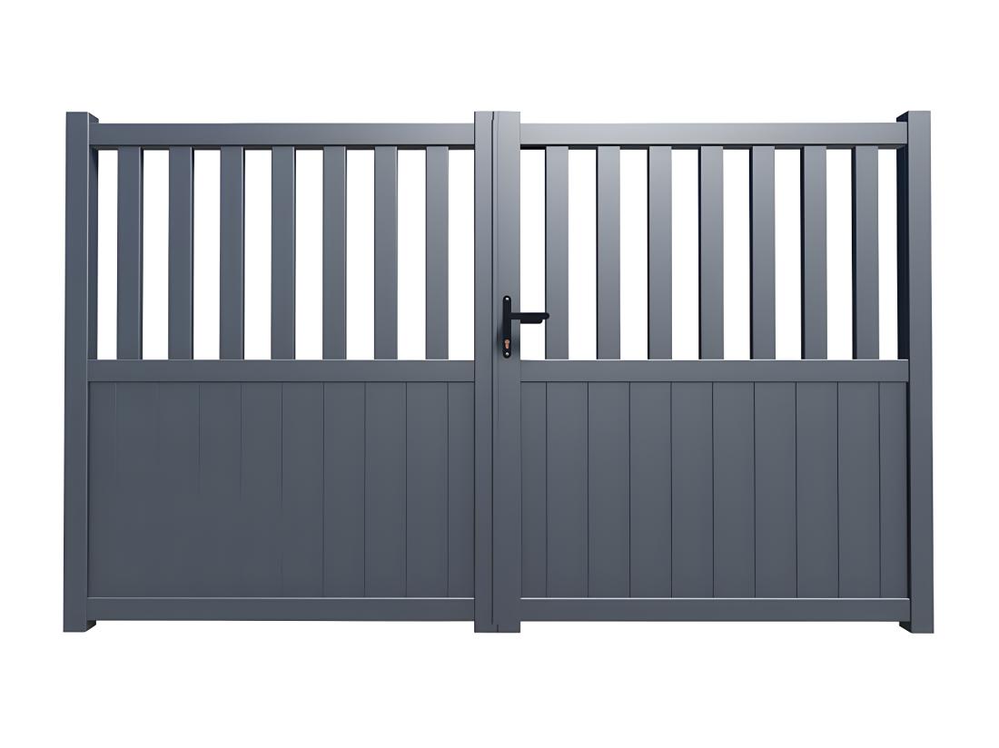 Vente Unique Portail Battant Aluminium Semi Plein L321 X H148 Cm Anthracite TARNOS II