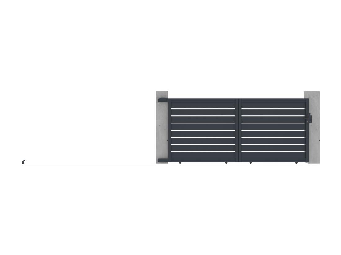 Vente Unique Portail Coulissant Aluminium Ajouré L374 X H165 Cm Anthracite - PRIMO