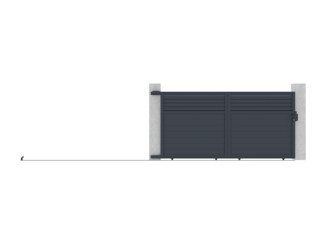 Vente Unique Portail Coulissant Aluminium Persien L374 X H180 Cm Anthracite - VIAZO