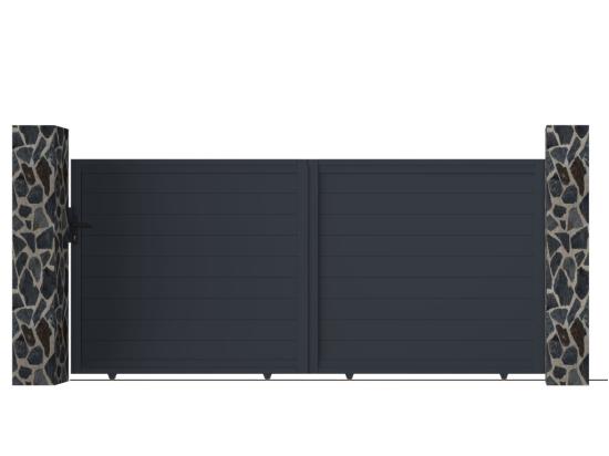 Vente Unique Portail Coulissant Aluminium Plein L374 X H165 Cm Anthracite - NAZARIO