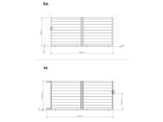 Vente Unique Portail Coulissant Aluminium Semi Ajouré L416 X H183 Cm Anthracite - PRIMO