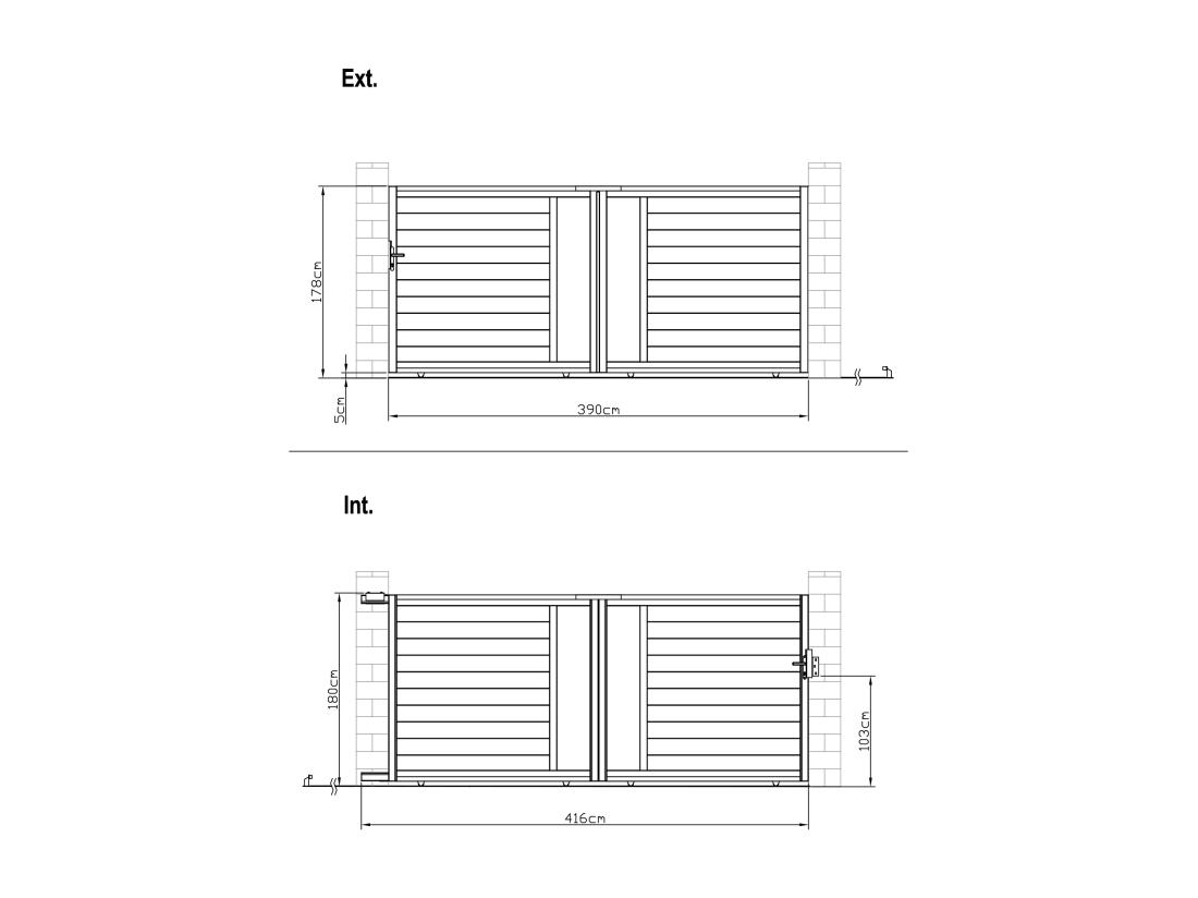 Vente Unique Portail Coulissant Aluminium Semi Plein à Motifs L416 X H180 Cm Anthracite GREGOR