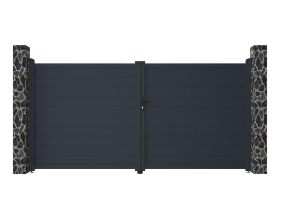 Vente Unique Portail électrique Battant Aluminium Plein L355 X H181 Cm Anthracite - NAZARIO