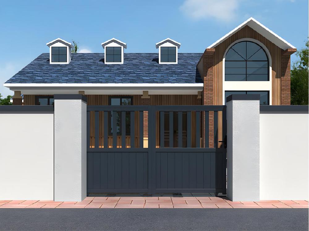 vente unique Portail électrique coulissant aluminium ajouré L343 x H149 cm anthracite TARNOS II