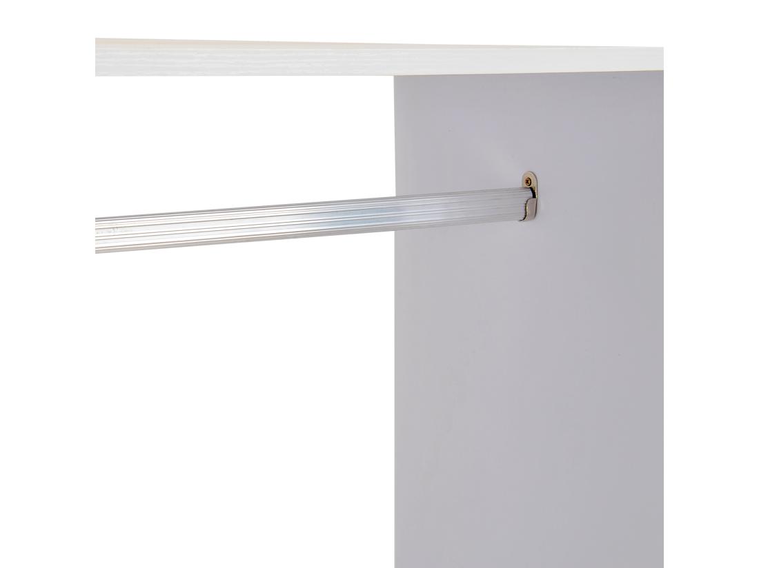 Vente Unique Portant à Vêtements Penderie Mobile Avec Roulettes 2 Niches + Grand Espace Penderie Panneaux Particules Blanc