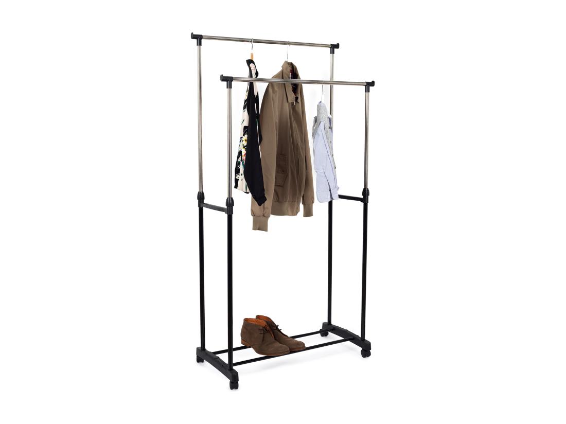 Vente Unique Portant Metal Roulette Double 80x43x160cm