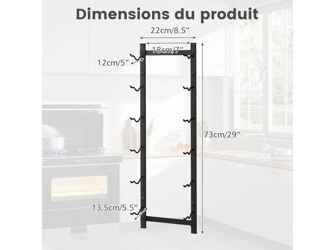Vente Unique Porte Bouteille Mural étagère à Vin En Métal Pour 6 Bouteilles Casier à Vin Noir