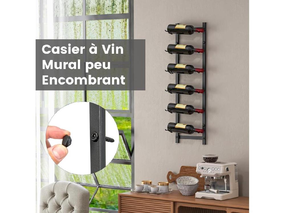 Vente Unique Porte Bouteille Mural étagère à Vin En Métal Pour 6 Bouteilles Casier à Vin Noir