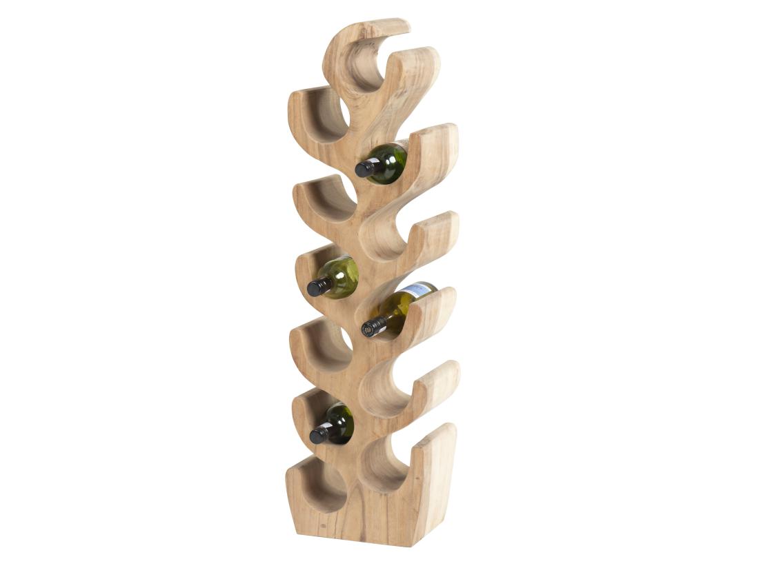 Vente Unique Porte-bouteilles En Bois De Suar - 12 Bouteilles - L. 28 X P. 19 X H. 100 Cm - Naturel - GUIMARAS