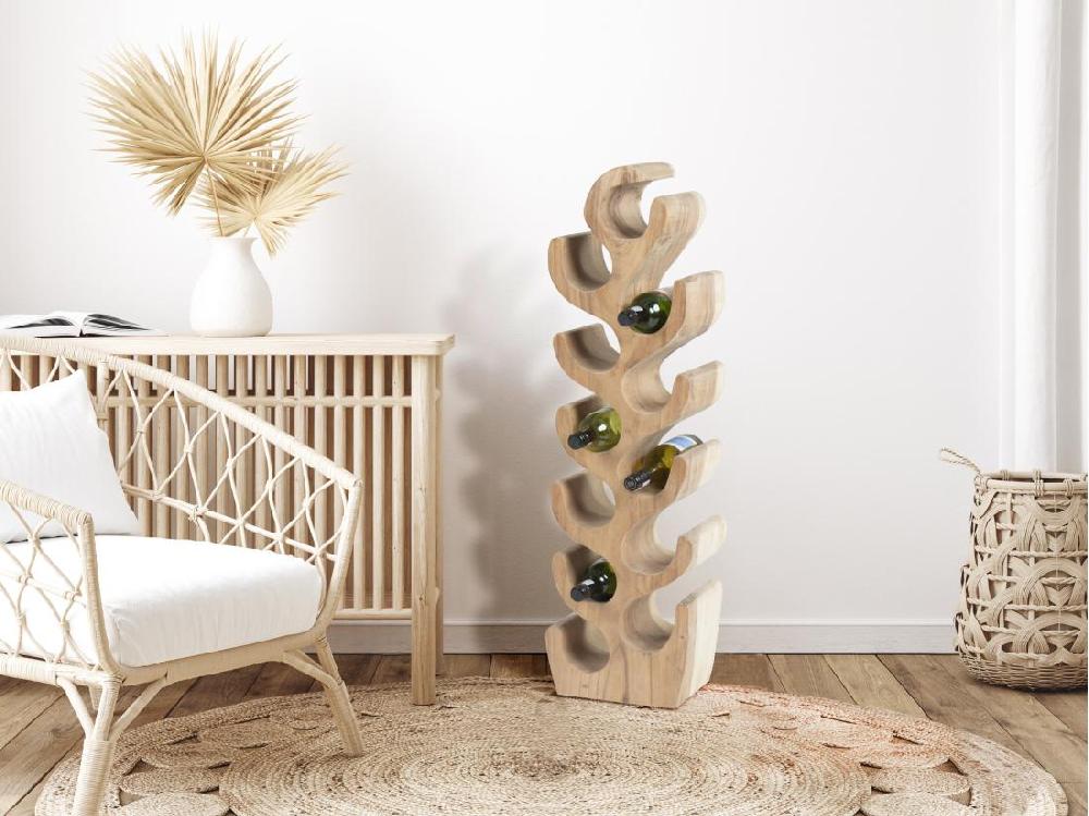 vente unique Porte-bouteilles en bois de suar - 12 bouteilles - L. 28 x P. 19 x H. 100 cm - Naturel - GUIMARAS