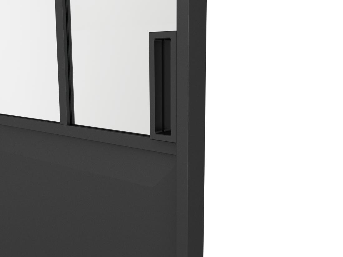 Vente Unique Porte Coulissante Atelier Avec Système à Galandage - Noir Et Verre Trempé Dépoli - H205 X L83 Cm - ARTISTO II