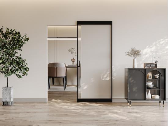Vente Unique Porte Coulissante Avec Rail Invisible - Aluminium Et Verre Trempé Dépoli - 93 X 210 Cm - TORIPA