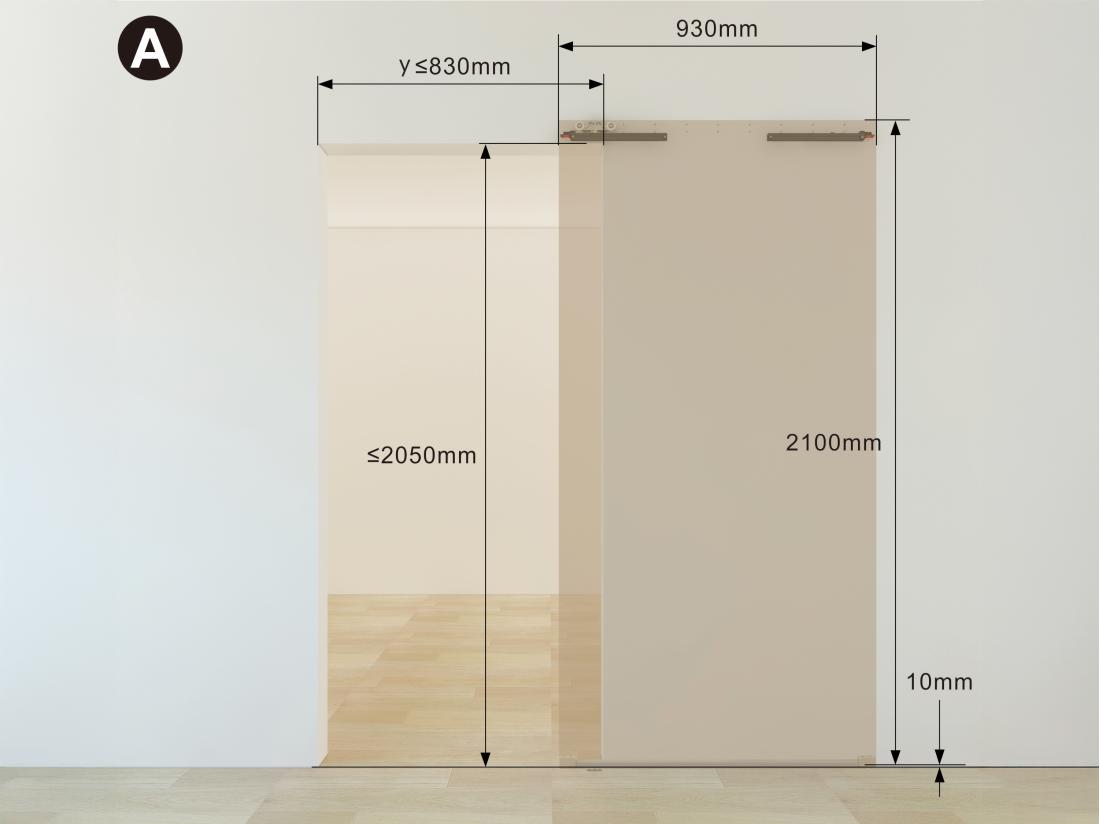 Vente Unique Porte Coulissante Avec Rail Invisible - Aluminium Et Verre Trempé Dépoli - 93 X 210 Cm - TORIPA