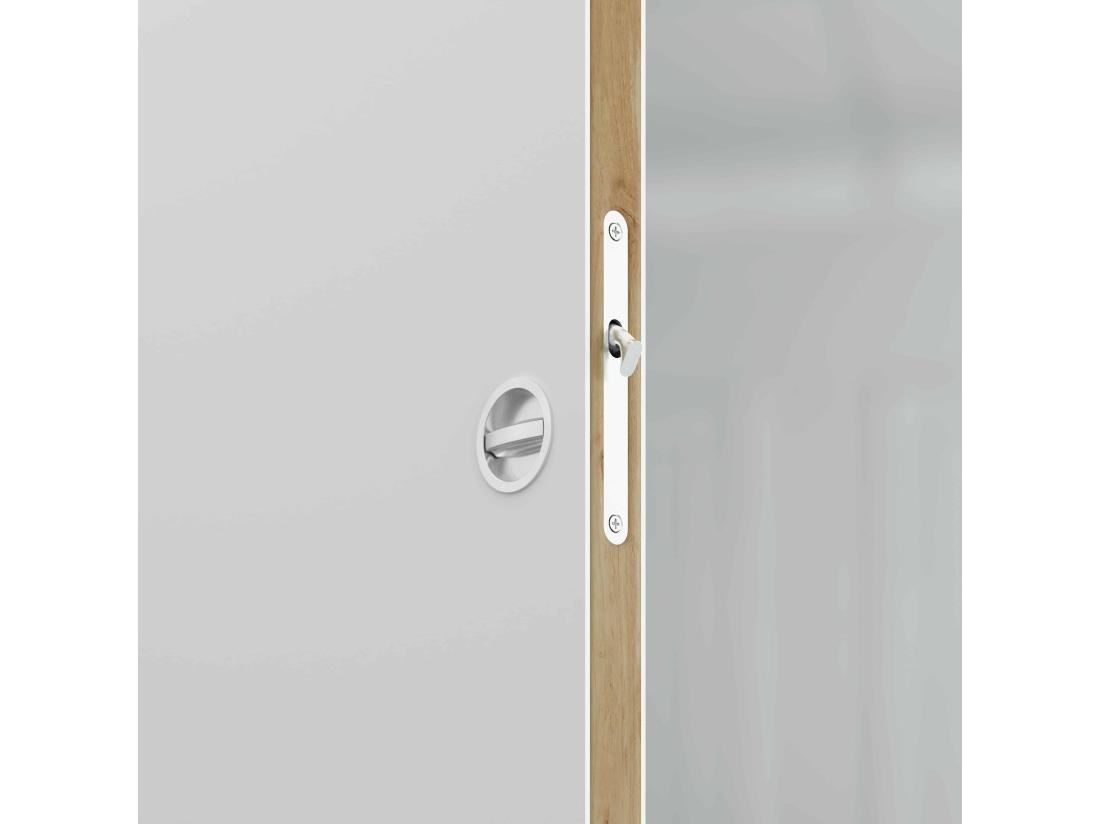 Vente Unique Porte Coulissante Avec Rail + Serrure - Prépeinte Plane 83 Cm