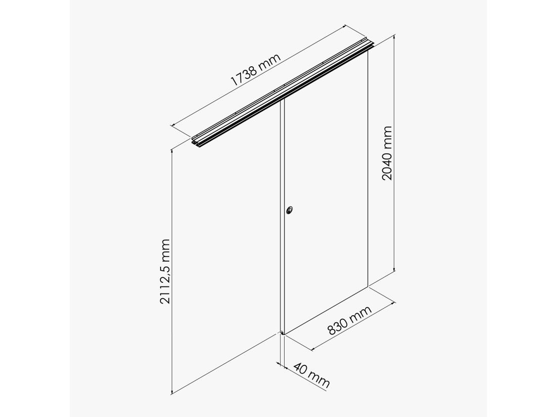 Vente Unique Porte Coulissante Avec Rail + Serrure - Prépeinte Plane 83 Cm